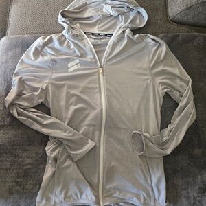 Hurley Light Gray Hooded Zip Jacket ~Lightweight